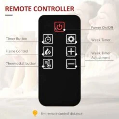 HOMCOM Electric Wall Mounted Fire With Remote - Black - 820-198V70 -Dimplexs Zone 0hy75617ea4b8a0c2.jpg