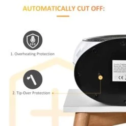 HOMCOM Rotating Electric Fireplace Heater - White - 820-221V70WT -Dimplexs Zone 0omeda17dc49d94b6.jpg