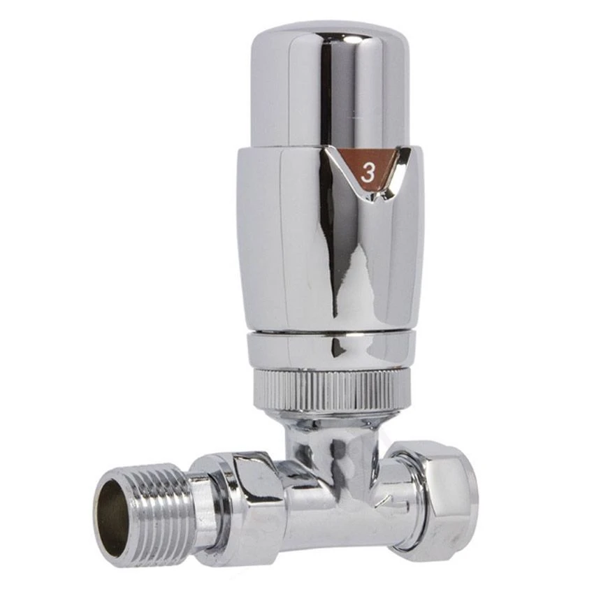 Essential 15mm Thermostatic Straight Radiator Valve Pair Chrome - 148800 3 Essential 15mm Thermostatic Straight Radiator Valve Pair Chrome - 148800