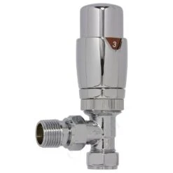 Essential 15mm Thermostatic Angled Radiator Valve Pair Chrome - 148999