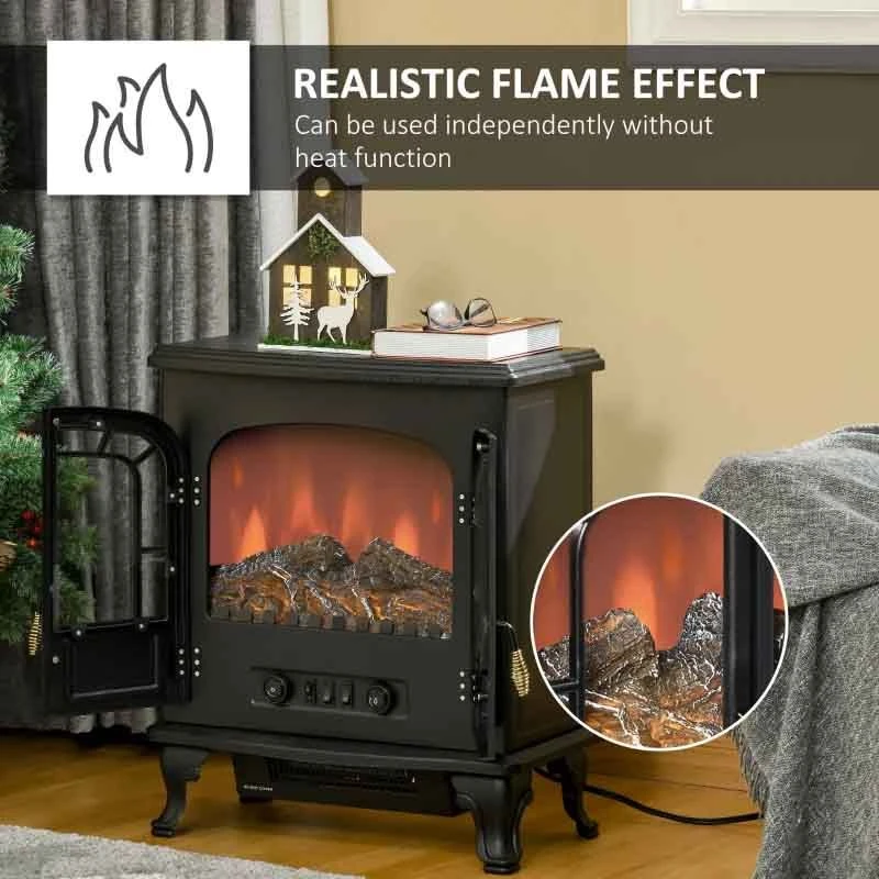HOMCOM Two Door Electric Fireplace Heater - Black - 820-217V70 12 HOMCOM Two Door Electric Fireplace Heater - Black - 820-217V70 - Image 10