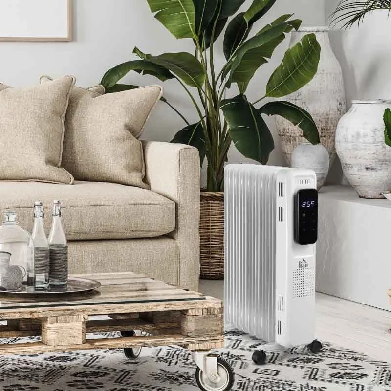 HOMCOM Oil Filled Electric Radiator - 9 Fin - White - 820-261V70 12 HOMCOM Oil Filled Electric Radiator - 9 Fin - White - 820-261V70 - Image 10