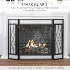 HOMCOM 3-Panel Folding Fireplace Screen Guard - Black - 820-240 20 HOMCOM 3-Panel Folding Fireplace Screen Guard - Black - 820-240 -Dimplexs Zone 3vra0918515604bd7.jpg