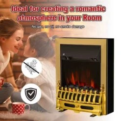 HOMCOM Electric Fireplace With LED Flame - Gold - 820-042 -Dimplexs Zone 4jv2a317dc12734ad.jpg