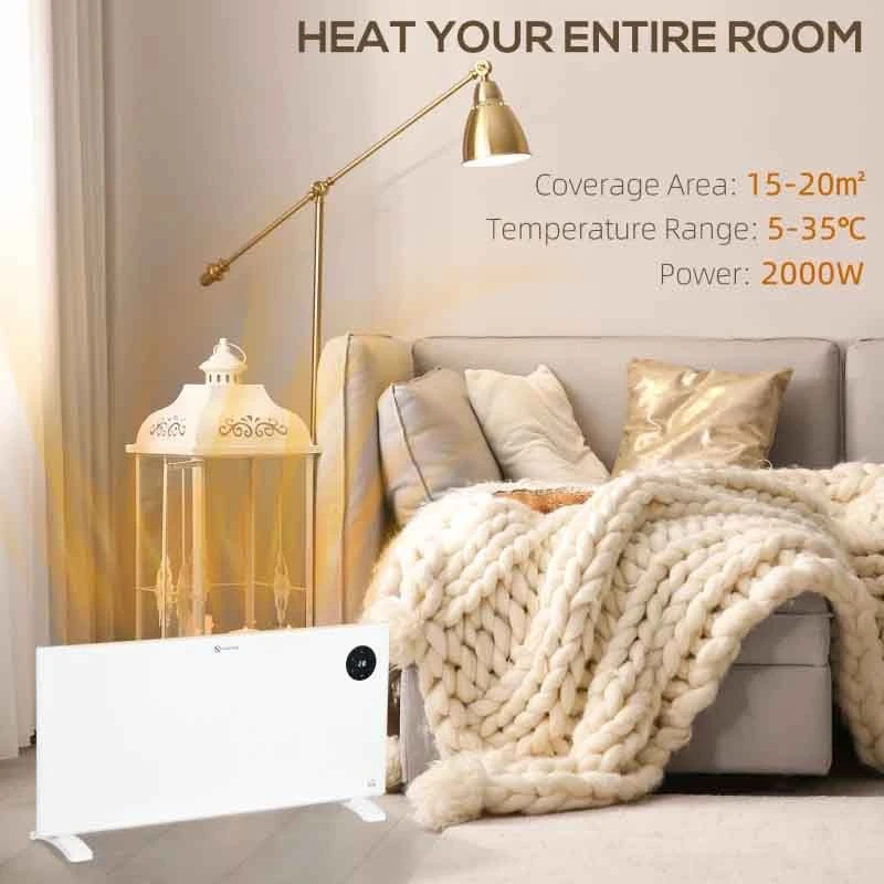 HOMCOM Electric Convector Heater - 2000W - White - 820-352V71WT 4 HOMCOM Electric Convector Heater - 2000W - White - 820-352V71WT - Image 2