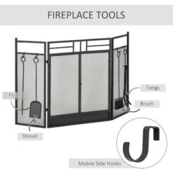 HOMCOM 3 Panel Folding Fireplace Screen With Tools Set - Black - 820-233 -Dimplexs Zone 5s65cb189e89dfae8.jpg