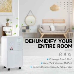 HOMCOM 12L LED Portable Dehumidifier - White - 821-018V90 -Dimplexs Zone 603a6417e70daf9c1.jpg