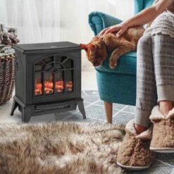 HOMCOM Electric Stove Fire Heater - Black - 820-130 -Dimplexs Zone 7cj6ff186bb6ff17a.jpg