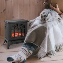 HOMCOM Electric Stove Fire Heater - Black - 820-130 -Dimplexs Zone 7qn3d6186bb6ff17a.jpg