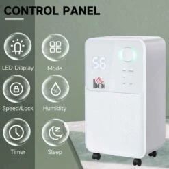 HOMCOM 12L LED Portable Dehumidifier - White - 821-018V90 -Dimplexs Zone 9cwa9617e70daf9c1.jpg