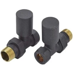 Essential Anthracite Straight Radiator Valves - ANTHRVSTR