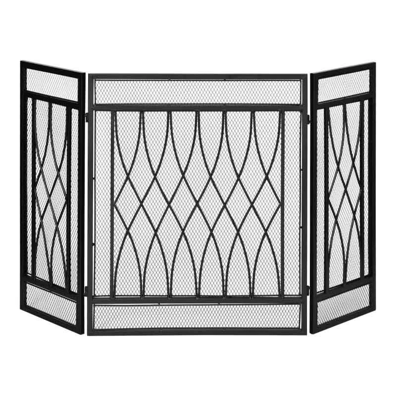 HOMCOM 3-Panel Folding Fireplace Screen Guard - Black - 820-240 4 HOMCOM 3-Panel Folding Fireplace Screen Guard - Black - 820-240 - Image 2