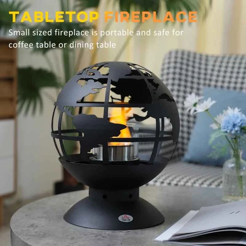 HOMCOM Tabletop Bioethanol Fire - Globe Design - Black - 820-307V00BK 5 HOMCOM Tabletop Bioethanol Fire - Globe Design - Black - 820-307V00BK - Image 3