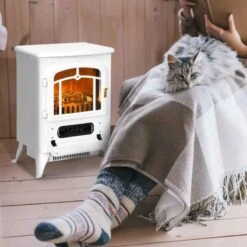 HOMCOM Modern Electric Stove Fire - White - 820-038V70WT -Dimplexs Zone d2wa7818abbc2fb8d.jpg