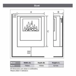 Dimplex Bizet Optiflame Wall Mounted Electric Fire - BZT20E 11 Dimplex Bizet Optiflame Wall Mounted Electric Fire - BZT20E -Dimplexs Zone dimplex bzt20e dims