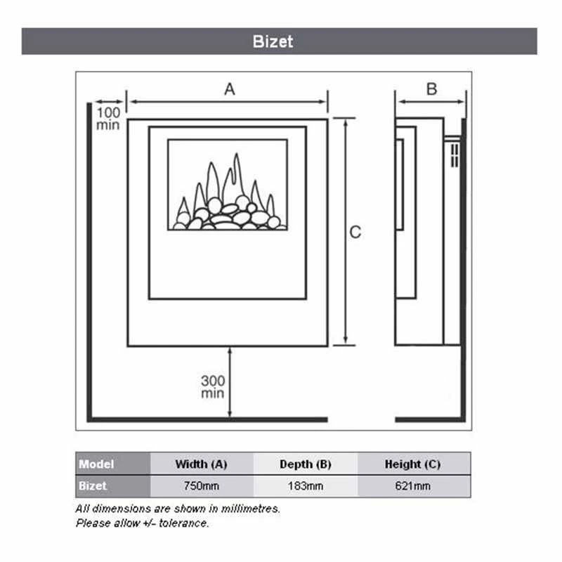 Dimplex Bizet Optiflame Wall Mounted Electric Fire - BZT20E 7 Dimplex Bizet Optiflame Wall Mounted Electric Fire - BZT20E - Image 5