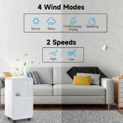 HOMCOM 12L LED Portable Dehumidifier - White - 821-018V90 -Dimplexs Zone dma0c617e70daf9c1.jpg