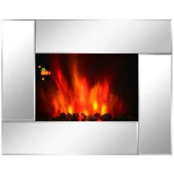 HOMCOM Electric Wall Mounted Fire - 7 Colour LED - Silver - 820-078 -Dimplexs Zone ece98a17ea4b8a149.jpg