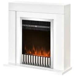 HOMCOM Electric Fire & Fireplace Suite With Remote - White - 820-194V70 -Dimplexs Zone edgdaa17ea4b8a066.jpg