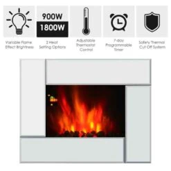 HOMCOM Electric Wall Mounted Fire - 7 Colour LED - Silver - 820-078 -Dimplexs Zone edpb1017ea4b8a149.jpg