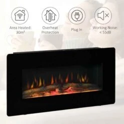 HOMCOM Electric Wall Mounted Fire With Remote - Black - 820-198V70 -Dimplexs Zone ezkb1017ea4b8a0c2.jpg