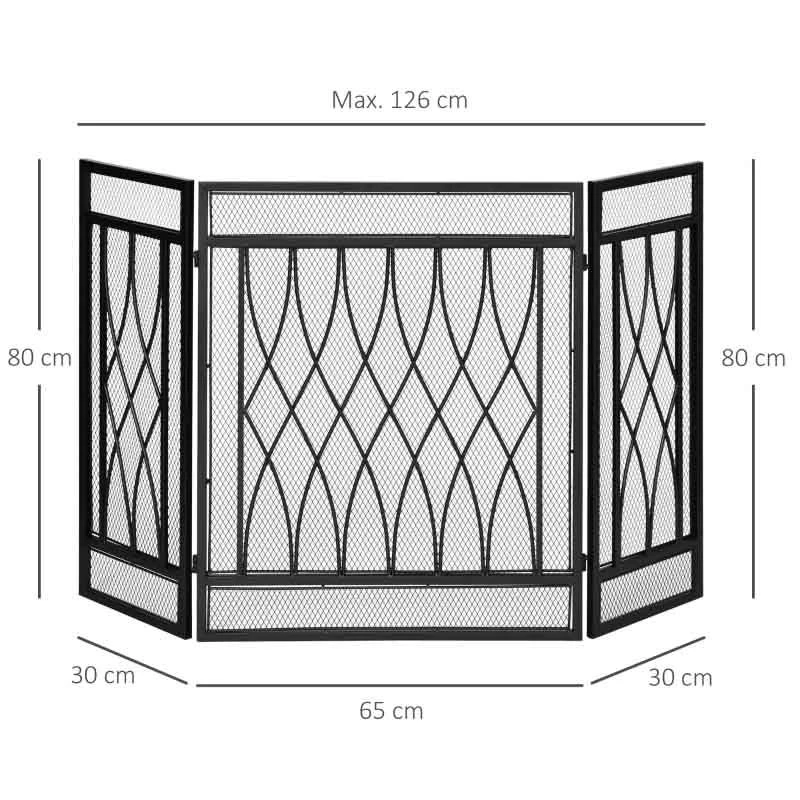 HOMCOM 3-Panel Folding Fireplace Screen Guard - Black - 820-240 6 HOMCOM 3-Panel Folding Fireplace Screen Guard - Black - 820-240 - Image 4