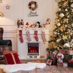 HOMCOM Electric Fireplace With LED Flame - Silver - 820-044 -Dimplexs Zone gfk90f17ea4b8a16d.jpg