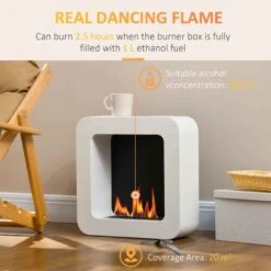 HOMCOM Wall Mounted Bioethanol Stove Fire - White - 820-326V00WT -Dimplexs Zone gjg94918ad46c3a4b.jpg