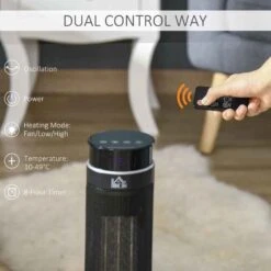 HOMCOM Oscillating Electric Tower Heater - Black - 820-251V70 -Dimplexs Zone gvg13217dc28aa1bc.jpg