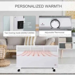 HOMCOM Portable Electric Convector Radiator - White - 820-270WT -Dimplexs Zone h0e24617dc241553f.jpg