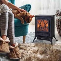 HOMCOM Freestanding Electric Stove Fire - Black - 02-0100