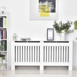 HOMCOM Slatted Radiator Cover - Large - White - 820-031