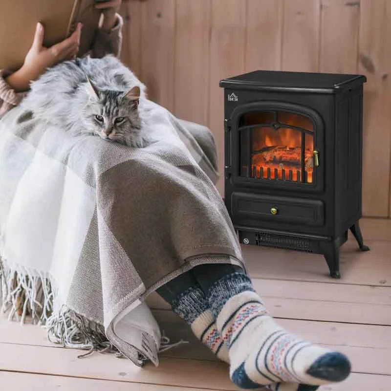HOMCOM Freestanding Electric Stove Fire - Black - 820-038 3 HOMCOM Freestanding Electric Stove Fire - Black - 820-038