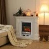 HOMCOM Electric Fireplace With LED Flame - Silver - 820-044 -Dimplexs Zone h o homcom 820 044