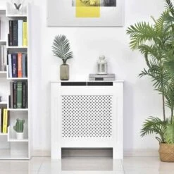 HOMCOM Diamond Design Radiator Cover - White - 820-061