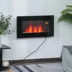 HOMCOM Electric Wall Mounted Fire - Black - 820-175