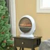 HOMCOM Rotating Electric Fireplace Heater - White - 820-221V70WT