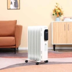 HOMCOM Oil Filled Electric Radiator - 9 Fin - White - 820-261V70