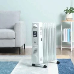 HOMCOM Digital Oil Filled Electric Radiator - 9 Fin - White - 820-267WT