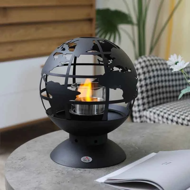 HOMCOM Tabletop Bioethanol Fire - Globe Design - Black - 820-307V00BK 3 HOMCOM Tabletop Bioethanol Fire - Globe Design - Black - 820-307V00BK