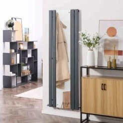 HOMCOM Vertical Water Filled Radiator With Mirror - Grey - 820-310V00GY