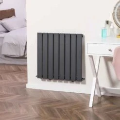 HOMCOM Horizontal Water Filled Single Panel Radiator - 600mm Grey - 820-311V00GY