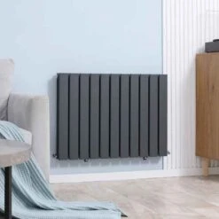HOMCOM Horizontal Water Filled Double Panel Radiator - 840mm Grey - 820-313V00GY