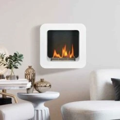 HOMCOM Wall Mounted Bioethanol Stove Fire - White - 820-326V00WT