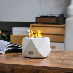 HOMCOM Tabletop Bioethanol Fire - Angular - Grey - 820-331V00GY