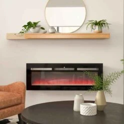 HOMCOM Electric Wall Mounted Fire - 1270mm - Black - 820-345V74BK