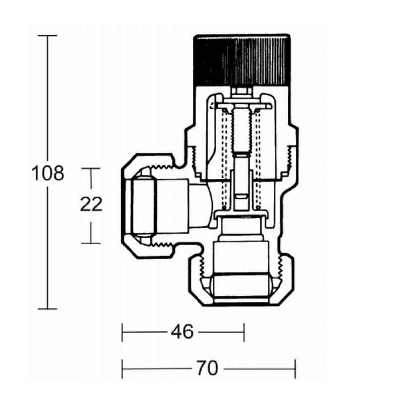 Honeywell Angled Radiator Auto Bypass Valve 22mm - DU145-3/4B 4 Honeywell Angled Radiator Auto Bypass Valve 22mm - DU145-3/4B - Image 2