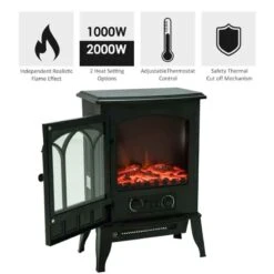 HOMCOM Electric Stove Fire Heater - Black - 820-127 -Dimplexs Zone hat76a17dc21cc211.jpg