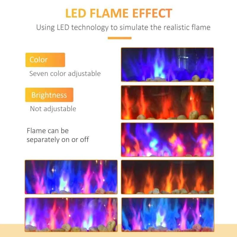 HOMCOM Electric Wall Mounted Fire With Remote - LED - Black - 820-181 5 HOMCOM Electric Wall Mounted Fire With Remote - LED - Black - 820-181 - Image 3