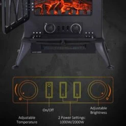 HOMCOM Freestanding Electric Stove Fire - Black - 02-0100 -Dimplexs Zone homcom 02 0100 4